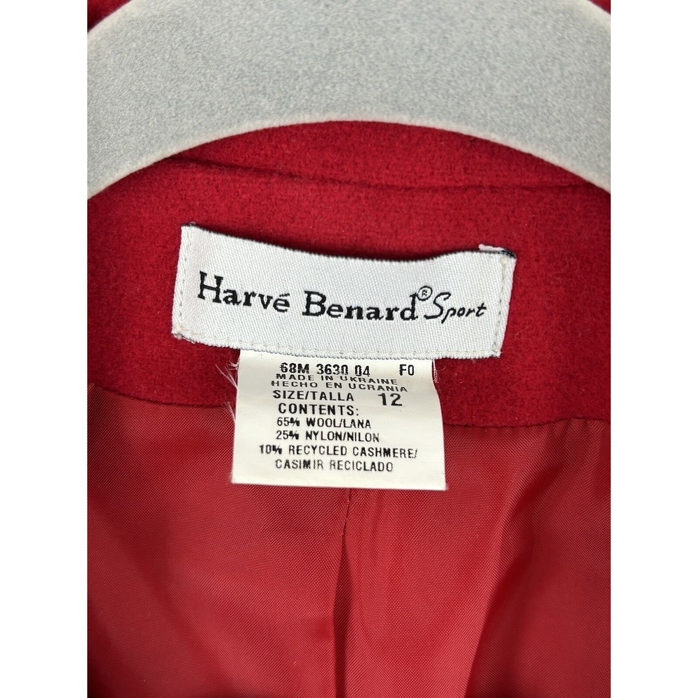 Harve Bernard Women's Red Wool Blend Blazer 12 Career - Picture 3 of 5
